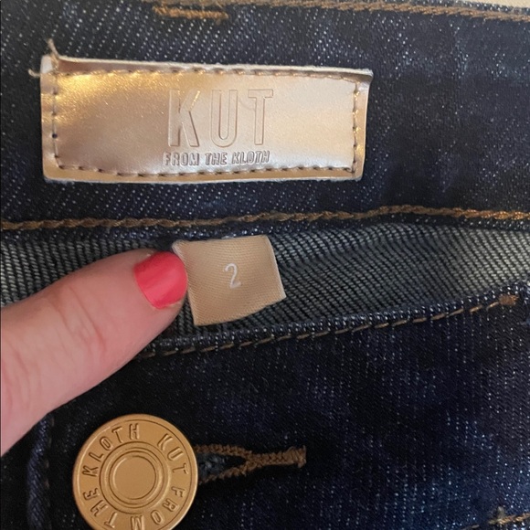 Kut from the Kloth Fay Dark Indigo High Rise Straight Cuffed Jeans Size 2 (10) - Picture 2 of 5